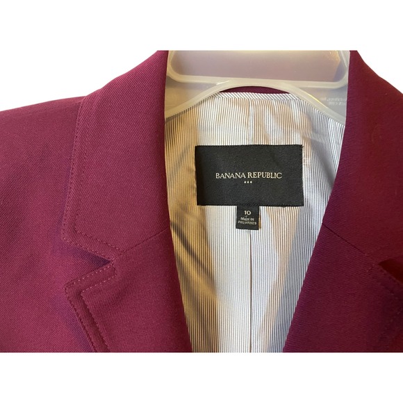 Banana Republic Womens Burgundy Red Blazer Size 10 Two Button Stretch Lined - Picture 3 of 5